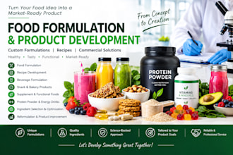 develop commercial food formulations, recipes and product development