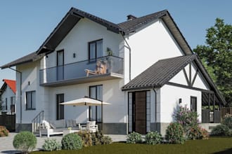 remodel residential house exterior,farmhouse terrain model,coastal facade render