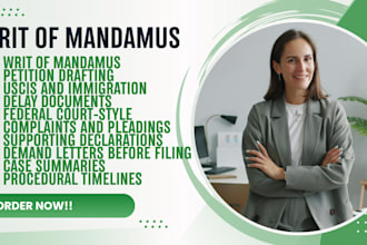 draft writ of mandamus petition for uscis delay