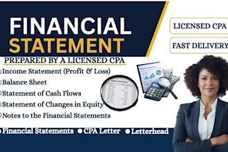 prepare balance sheet, income statement, cash flow, equity statements, report