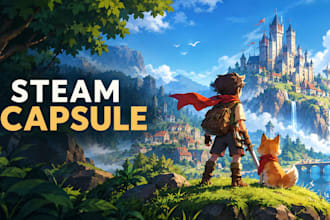 fantasy game, character design steam image pixel arts steam overlay game banner