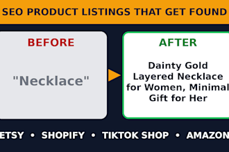 write SEO product listings for etsy, shopify, amazon, and tiktok shop