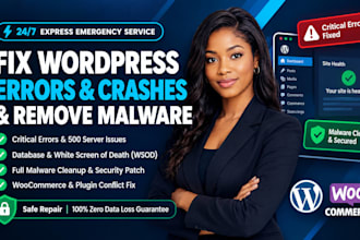 fix wordpress issues, fix wordpress error, wordpress bug fix and critical error