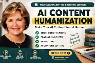 humanize ai content book proofread plagiarism check rewrite ai content editing