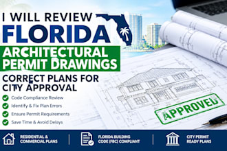 review florida architectural permit drawings and correct plans for city approval