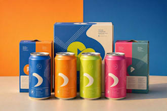 design a professional beverage can and bottle packaging
