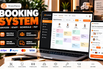 develop wordpress booking system, multiple services, staff scheduling, payments