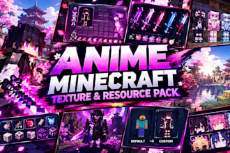 design an anime minecraft texture and resource pack for pvp