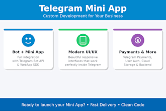 build custom telegram mini app game mini app web app bot