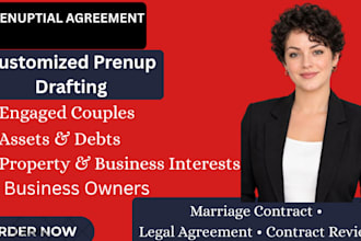 draft a prenuptial divorce settlement or child custody agreement