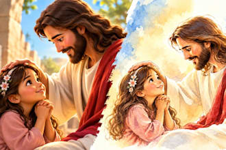 draw christian children storybook illustration bible themed and kid illustration
