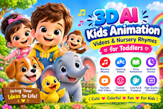 create 3d ai pixar style kids animation videos and nursery rhymes for toddlers