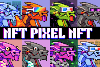 draw custom pixel illustration, pixel art nft and character art
