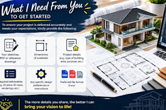 create autocad 2d floor plans, 3d floor plans, architectural designs and 3d