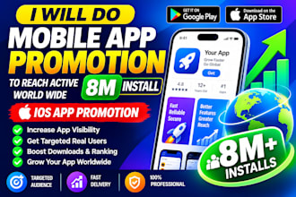 do mobile app promotion to reach active 8m install world wide, ios app promotion