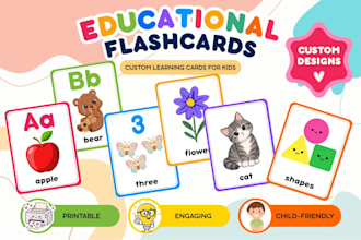 design educational flashcards and learning cards for kids