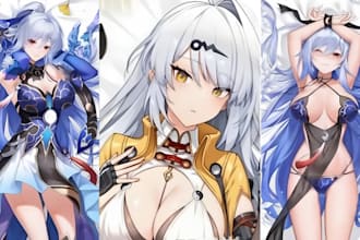 draw your oc or anime character as a dakimakura body pillow design in nsfw, sfw