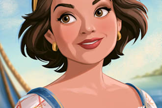 draw cartoon portrait in disney cartoon illustration