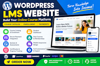 build a wordpress lms website with course catalog enrollment and payments