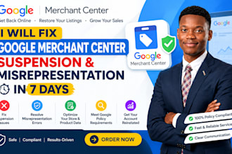 fix google merchant center suspension and misrepresentation