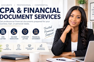 provide CPA letter, income verification, comfort letter, financial statement