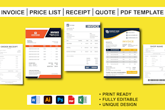 design custom invoices, receipts, letterheads and fillable PDF forms