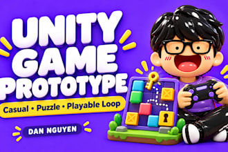 develop a playable unity casual or puzzle game prototype
