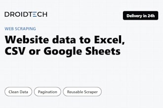 scrape website data to excel, csv or google sheets
