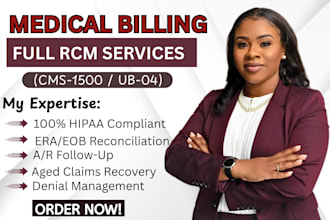 medical billing, provider credentialing, denial management, and full rcm