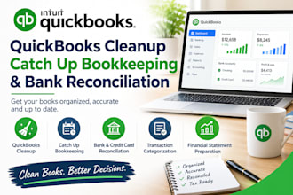 quickbooks cleanup catch up bookkeeping bank reconciliation