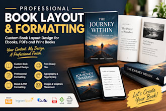 create custom book layout design, formatting for ebook, PDF and print