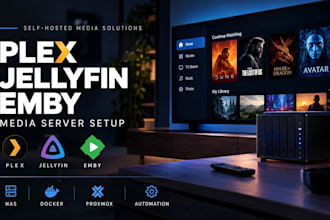do plex, jellyfin, kodi, emby media server, nas, iptv, docker and proxmox