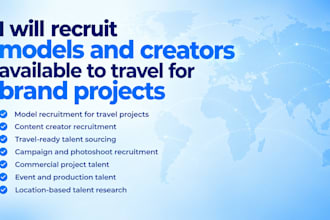 recruit models and creators available to travel for brand projects