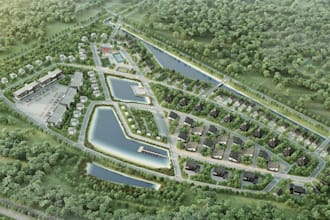 3d master plan cottage settlement ,property development, landscape resort render