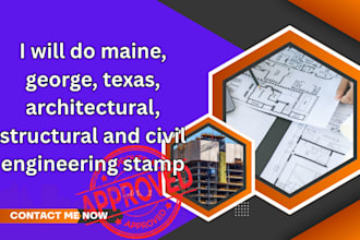 do maine, george, texas, architectural, structural and civil engineering stamp