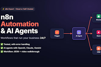 build n8n automation workflows and ai agents, cloud or self hosted