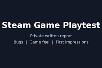 test your steam game and write a detailed playtest review