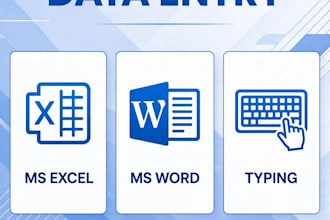 do data entry, ms excel, ms word, typing and pdf conversion