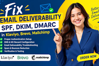 fix email deliverability, spf, dkim, dmarc in klaviyo, brevo, mailchimp