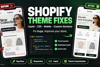 fix shopify theme bugs and customize liquid sections