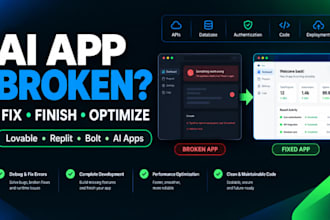 fix, finish and optimize your lovable, replit, bolt or ai web app