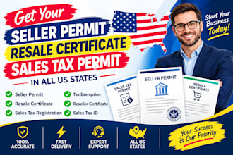 get seller permit, resale certificate and sales tax permit in all US states