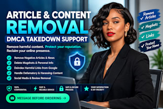 send dmca takedown notice to remove defamatory articles and negative links