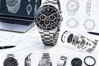 design watch design, custom 3d watch cad, wristwatch modeling, watch case design