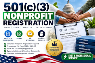 register your nonprofit, file 501c3 tax exempt form 1023 or 1023ez