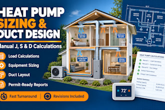 do heat pump sizing, duct design with manual j, s , d calculations