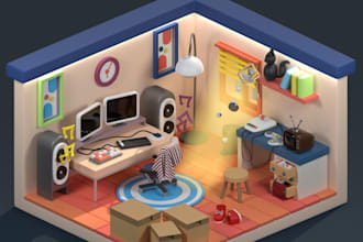 design a stunning low poly 3d environment or diorama