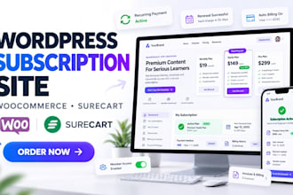 build wordpress subscription website with woocommerce subscriptions and surecart
