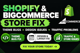 shopify store fix shopify theme bugs bigcommerce issue in design and fix traffic