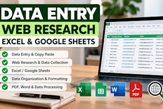 accurate data entry, web research, and excel tasks